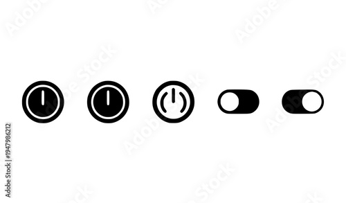 Electric power switch icons vector set with on off button symbols