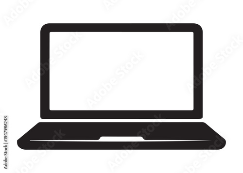 laptop logo silhouette vector, notebook laptop silhouette vector illustration, laptop computer silhouette  logo, digital technology laptop device logo silhouette design on white background 