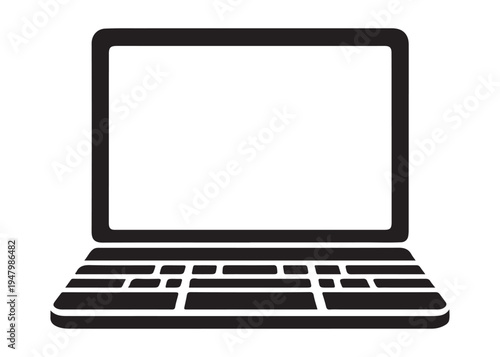 laptop logo silhouette vector, notebook laptop silhouette vector illustration, laptop computer silhouette  logo, digital technology laptop device logo silhouette design on white background 