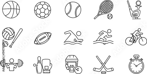 Modern vector graphic sports icons a comprehensive collection for diverse athletic activities