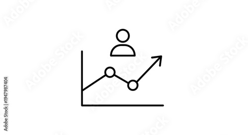 Business Growth Chart with Person Icon, Upward Trend, Success, Strategy, Analytics