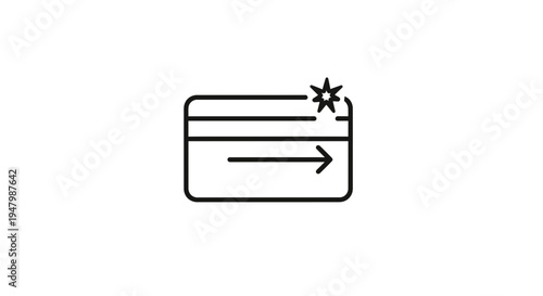 Credit Card Transaction Icon with Arrow and Sparkle