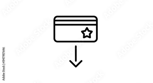 Credit Card with Star Icon and Down Arrow - Loyalty Program or Reward Concept