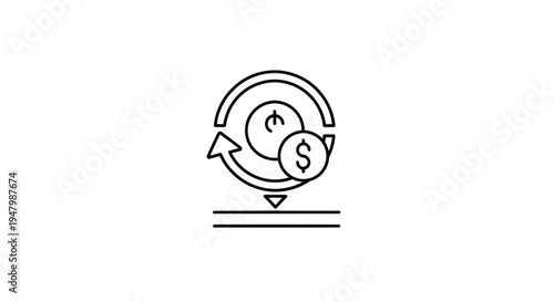Currency Exchange Icon: Euro and Dollar Coins in Circular Arrows