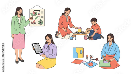 Diverse woman's daily life moments: A collection of images that illustrates moments in the diverse life of woman.