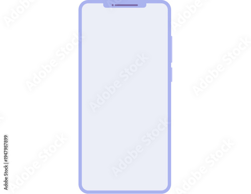 Smartphone screen protector on white background purple frame clear glass