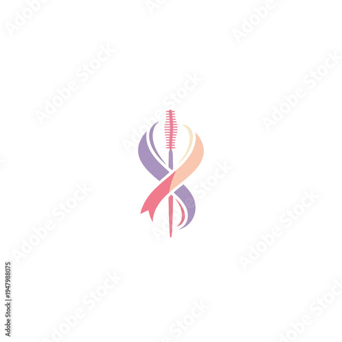 Eyelash Brush with Pink and Purple Ribbon Symbol