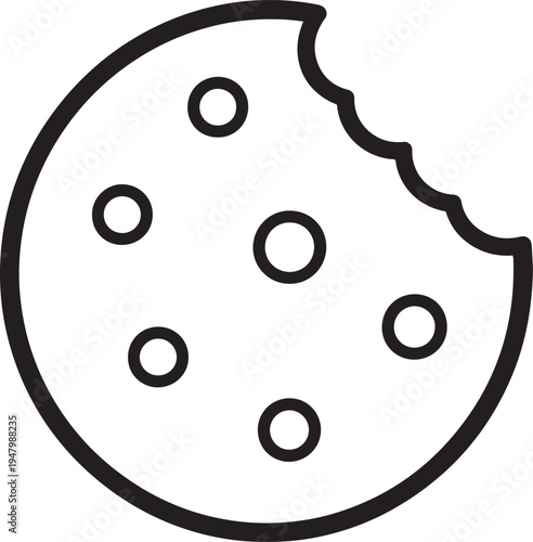 Vector illustration of a bitten chocolate chip cookie
