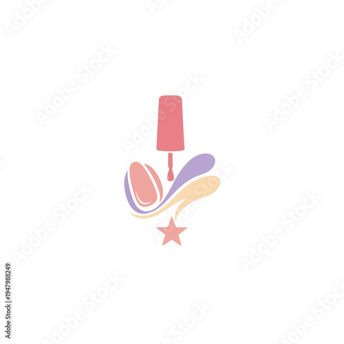 Nail Polish Bottle and Swirls Logo Design