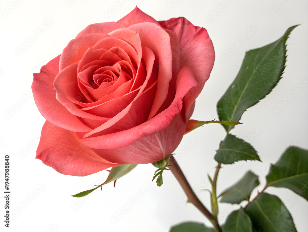 Fototapeta premium Pink rose flower isolated with real transparent background for elegant decor