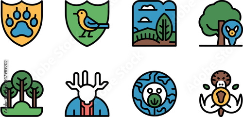 World environment day icons emphasize conservation and sustainability