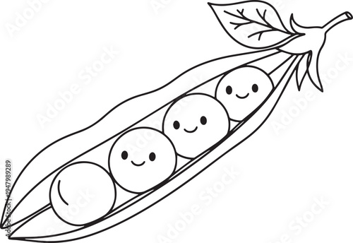 Vector illustration of smiling peas in a pod
