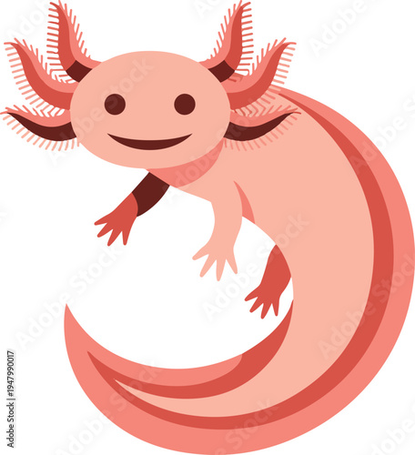 Cute Cartoon Axolotl Illustration - Happy Amphibian
