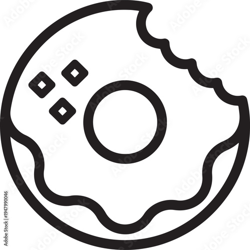 Vector illustration of a bitten donut icon
