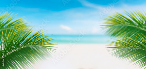 Foto blurry image of the stunning tropical landscape of the Caribbean Sea, with cocon