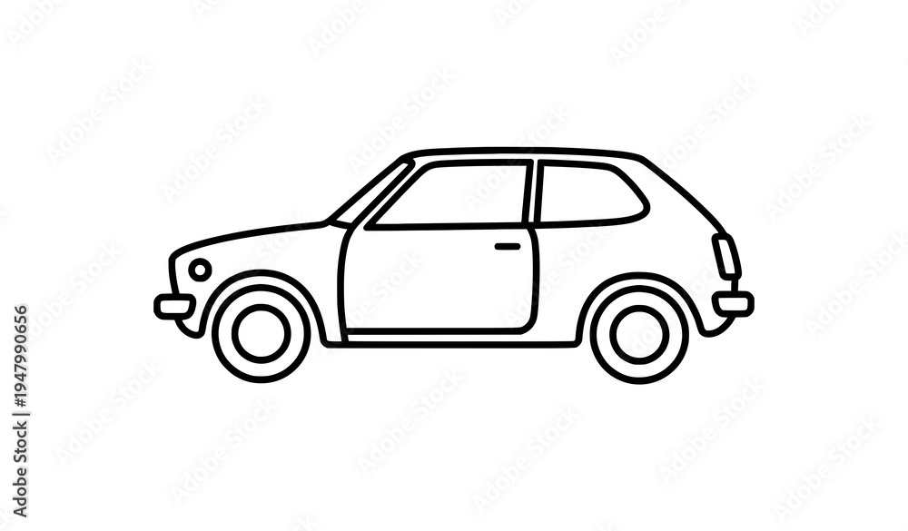 Fototapeta premium Minimal Japanese Hatchback Car Line Icon Vector for Transport and Automotive Use