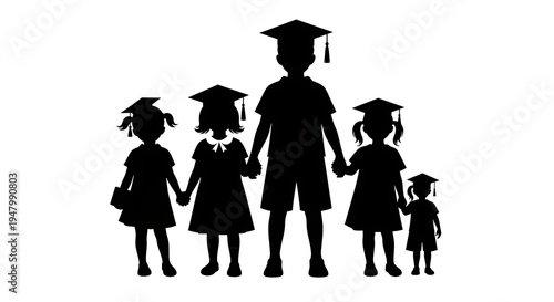 Silhouette of graduating students