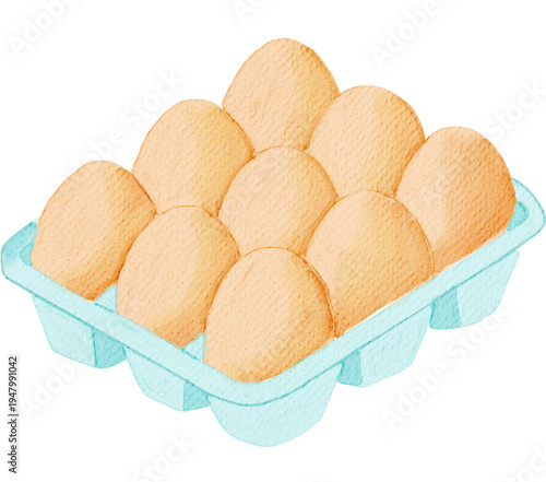 Illustration of dozen eggs in carton