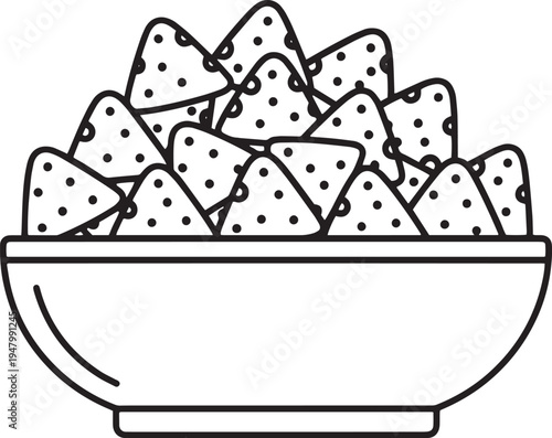 Vector illustration of a bowl of tortilla chips
