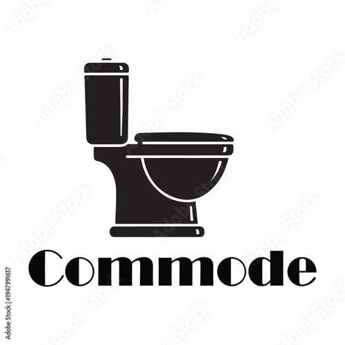 Bathroom toilet commode bowl side view silhouette vector icon