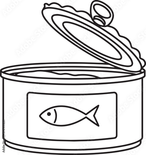 Vector illustration of a single opened canned fish