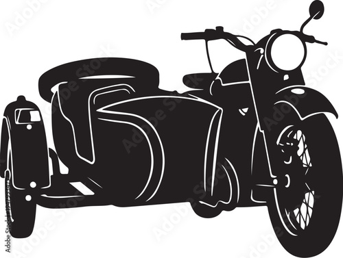 Vector motorcycle with sidecar illustration