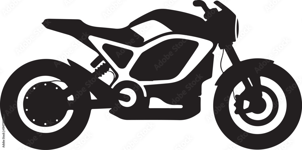 Fototapeta premium Vector motorcycle icon, black silhouette