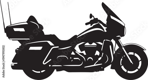 Vector motorcycle silhouette, black and white illustration