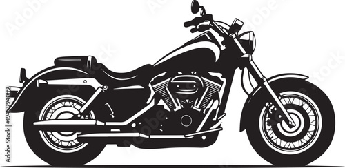 Vector motorcycle icon, black and white