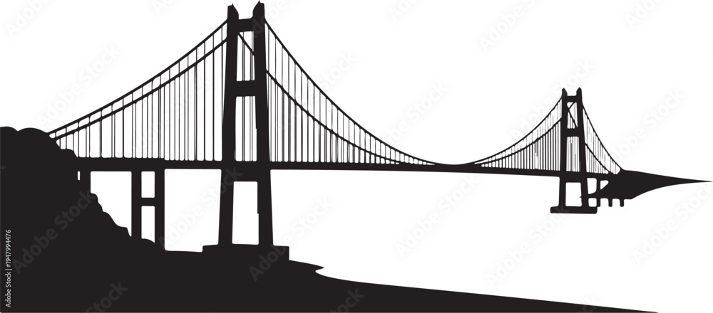 Fototapeta premium Golden Gate Bridge silhouette vector illustration