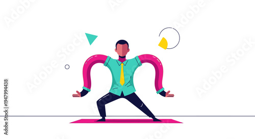 Agile Professional Demonstrating Workplace Flexibility and Scalable Human Capital Solutions in Modern Corporate Memphis Style