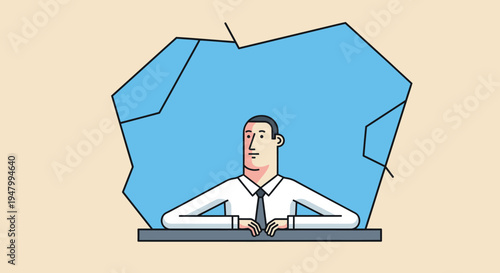 Professional corporate executive strategist preparing for high-stakes leadership communication in a modern flat vector illustration