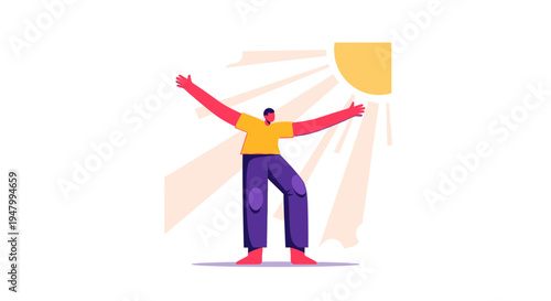 Visionary professional embracing business growth and sustainable innovation in a modern flat vector style