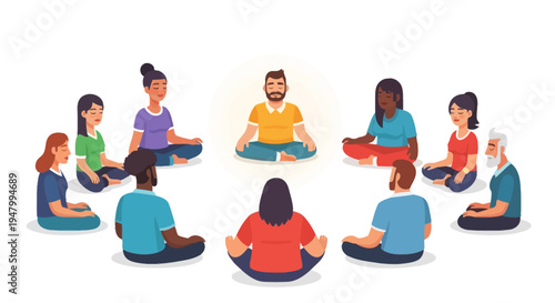 Diverse professional team practicing corporate mindfulness and mental wellness for improved productivity and team alignment