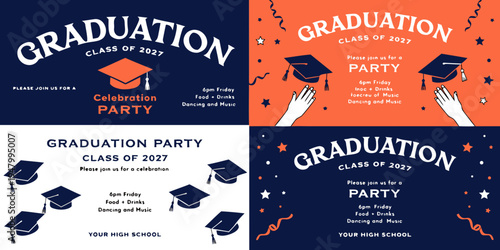 Class of 2027 Graduation Party Invitation Templates – Modern Printable Celebration Designs with Customizable Details, Senior Event Graphics, and Stylish Graduation Invite Layouts