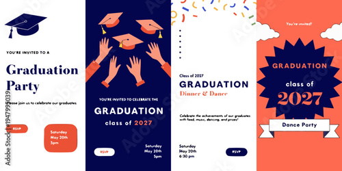 Class of 2027 Graduation Party Invitation Templates – Modern Printable Celebration Designs with Customizable Details, Senior Event Graphics, and Stylish Graduation Invite Layouts