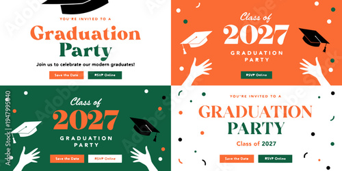 Class of 2027 Graduation Party Invitation Templates – Modern Printable Celebration Designs with Customizable Details, Senior Event Graphics, and Stylish Graduation Invite Layouts