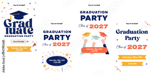 Class of 2027 Graduation Party Invitation Templates – Modern Printable Celebration Designs with Customizable Details, Senior Event Graphics, and Stylish Graduation Invite Layouts
