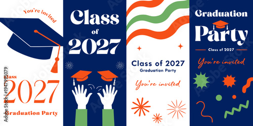 Class of 2027 Graduation Party Invitation & Banner Templates – Modern Printable Celebration Designs with Customizable Details and Stylish Senior Event Graphics