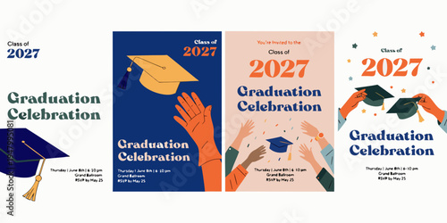 Class of 2027 Graduation Celebration Invitation Templates – Modern Printable Designs with Customizable Details, Senior Event Graphics, and Stylish Graduation Party Layouts