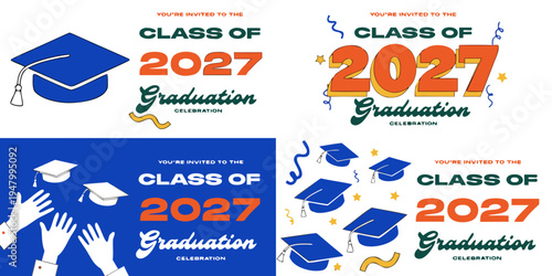 Class of 2027 Graduation Celebration Graphics – Modern Printable Designs for Senior Events, Customizable Templates, and Stylish Graduation Party Artwork