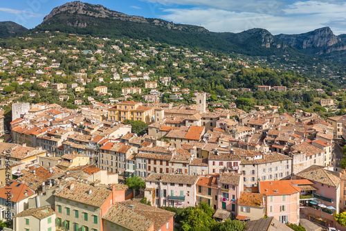 Aerial View of Vence Old Town and Surrounding Mountains in Provence