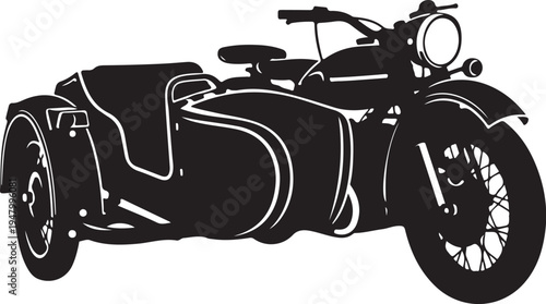 Vector motorcycle with sidecar illustration