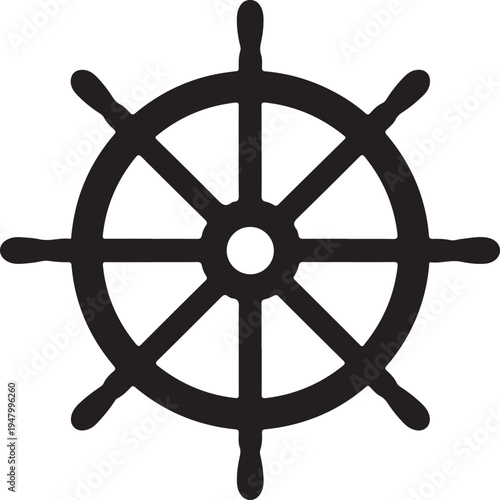 Vector ship wheel icon, steering wheel symbol