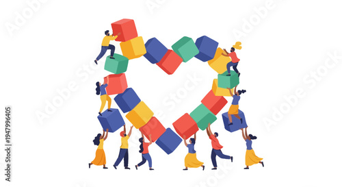 Diverse agile team building brand loyalty and corporate social responsibility through collaborative heart construction