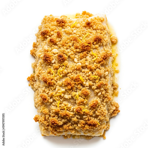 Crispy Baked White Fish Fillet with Golden Crumb Topping and Lemon Zest Drizzle