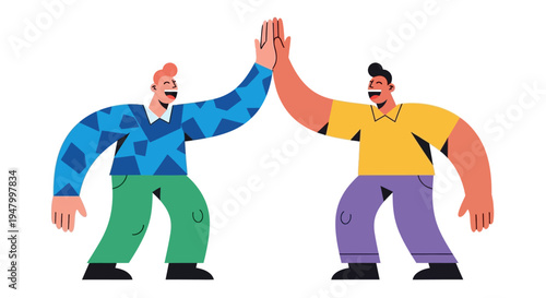 Successful B2B Team Collaboration and Corporate Partnership Celebrating a Major Project Milestone with a High Five