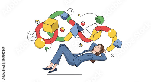 Strategic Visionary Business Leader Achieving Mental Clarity and Innovative Creative Flow in Modern Corporate Work Culture