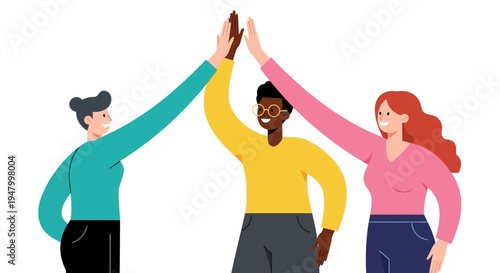 Diverse creative team celebrating a successful project launch through collaborative partnership and inclusive workplace culture