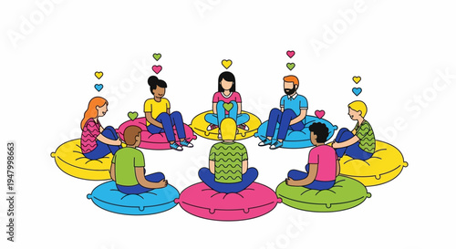 Diverse professional team fostering psychological safety and community engagement in a collaborative circular workshop environment